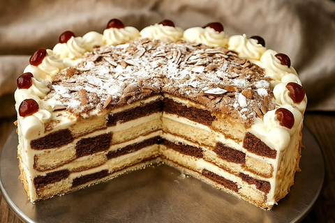 Zum Abschluss der Führung gibt es ein Stück Torte.